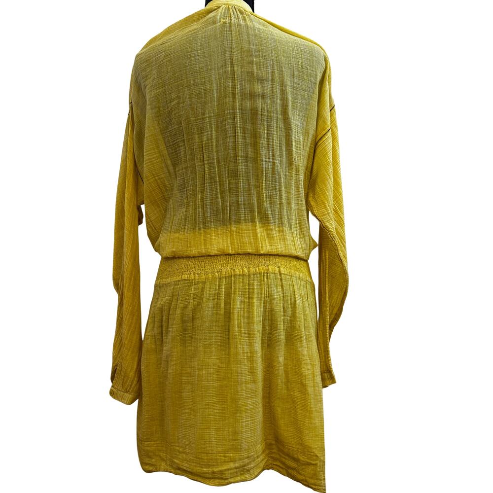 Mare Di Latte Yellow Gauze Cotton Tunic Dress Beach Cover Up Boho - Picture 2 of 10
